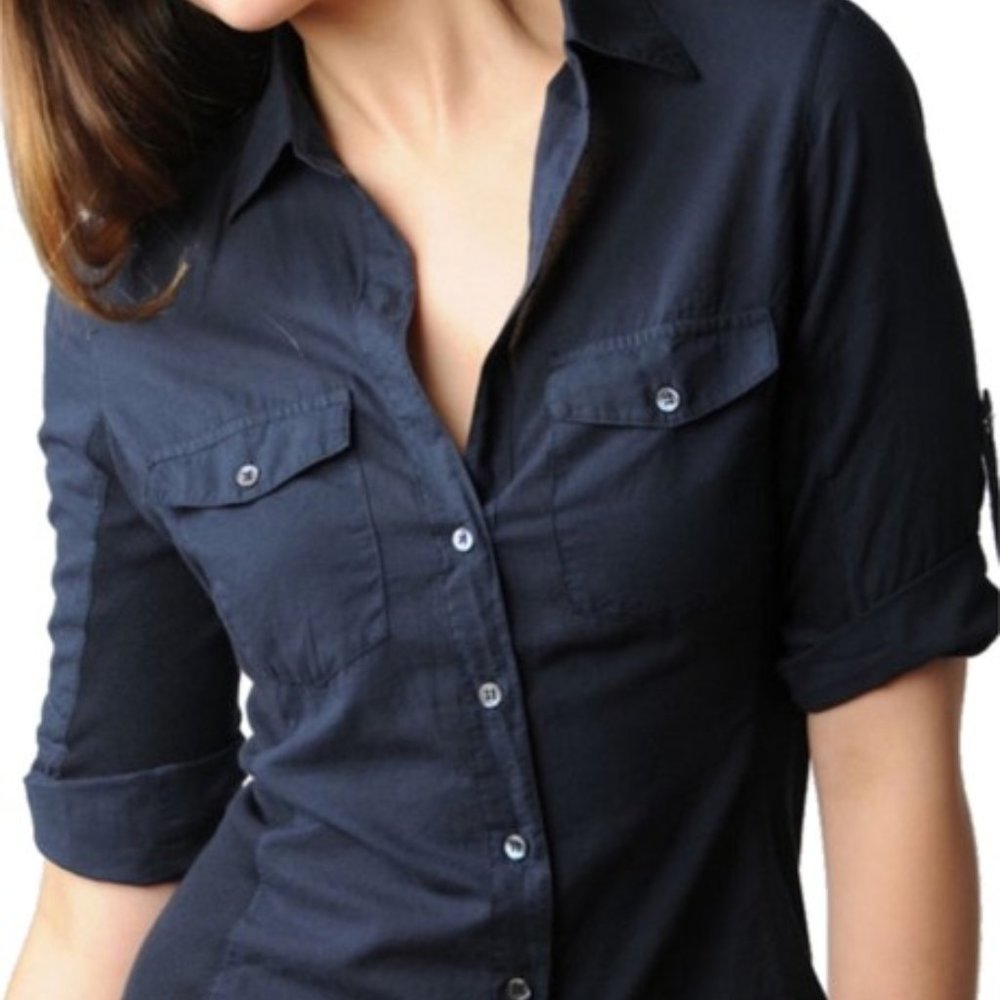 James Perse Navy Blue button down shirt
